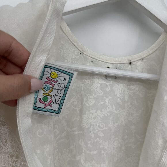 Kokomo Kids Vintage White Floral Collared Dress Girls Size 8 Coquette Bow USA - Picture 10 of 11